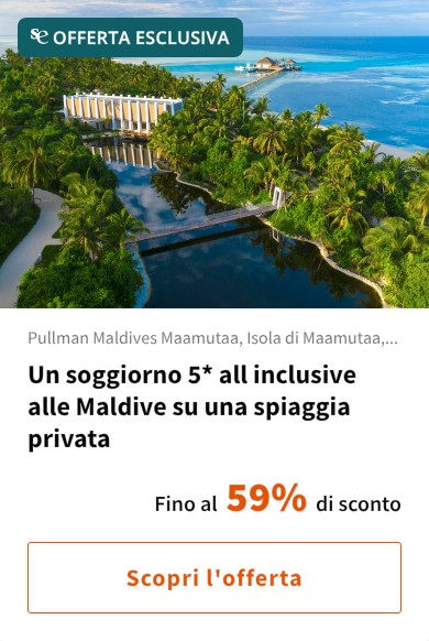 Un soggiorno 5* all inclusive alle Maldive su una spiaggia privata