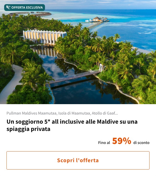 Un soggiorno 5* all inclusive alle Maldive su una spiaggia privata