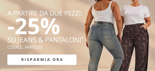 -25% su jeans e pantaloni