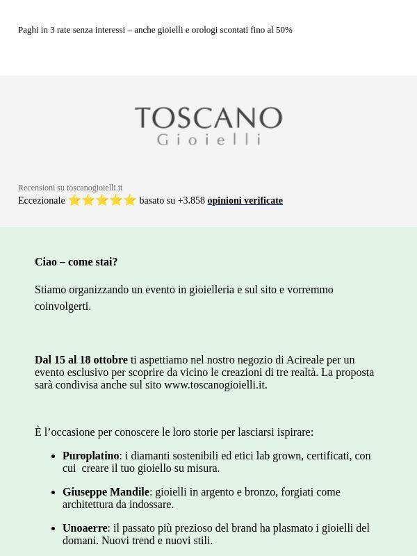 Invito per te: 4 giorni di Artigianato e Design da Toscano Gioielli
