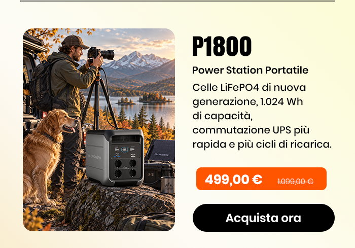 P1800 Centrale Elettrica Portatile 1800W 1024Wh LiFePO4 Batteria