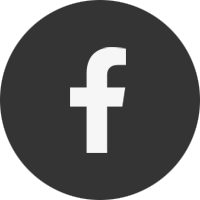 Facebook logo: white lowercase ‘f’ centred in a dark grey circular icon