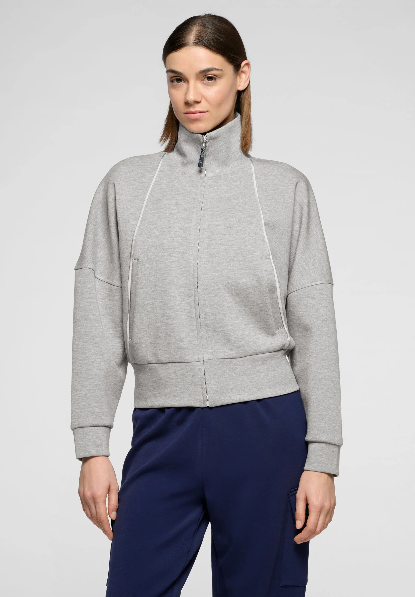 Image of Felpa con Zip in morbido Tessuto Tecnico Boarding Pass - Grigio Melange