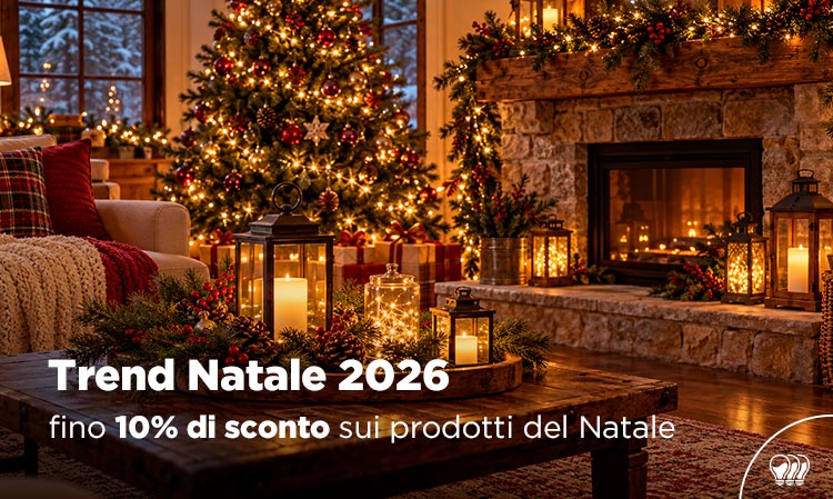 Cosy living room with decorated Christmas tree, glowing fireplace, candles, wrapped presents and warm festive garlands.