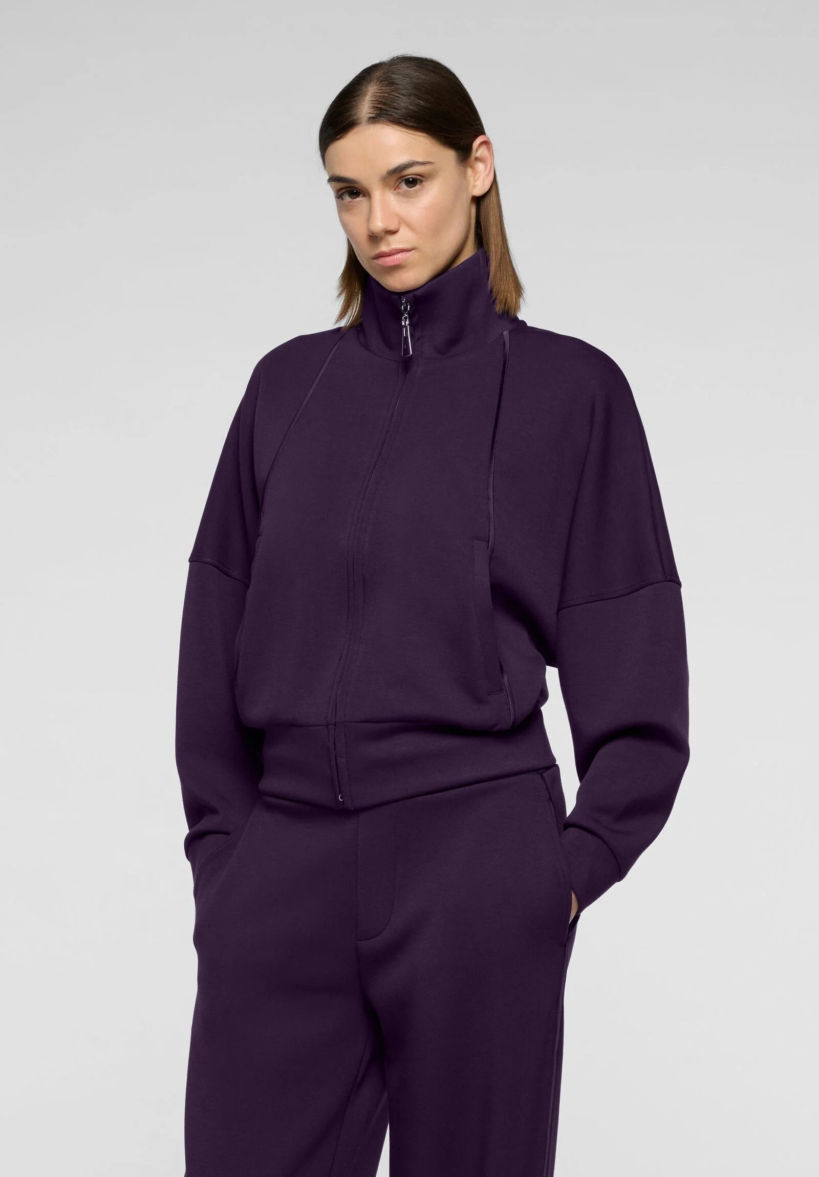 Image of Felpa con Zip in morbido Tessuto Tecnico Boarding Pass - Violet