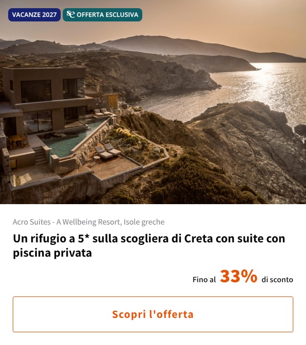 Un rifugio a 5* sulla scogliera di Creta con suite con piscina privata