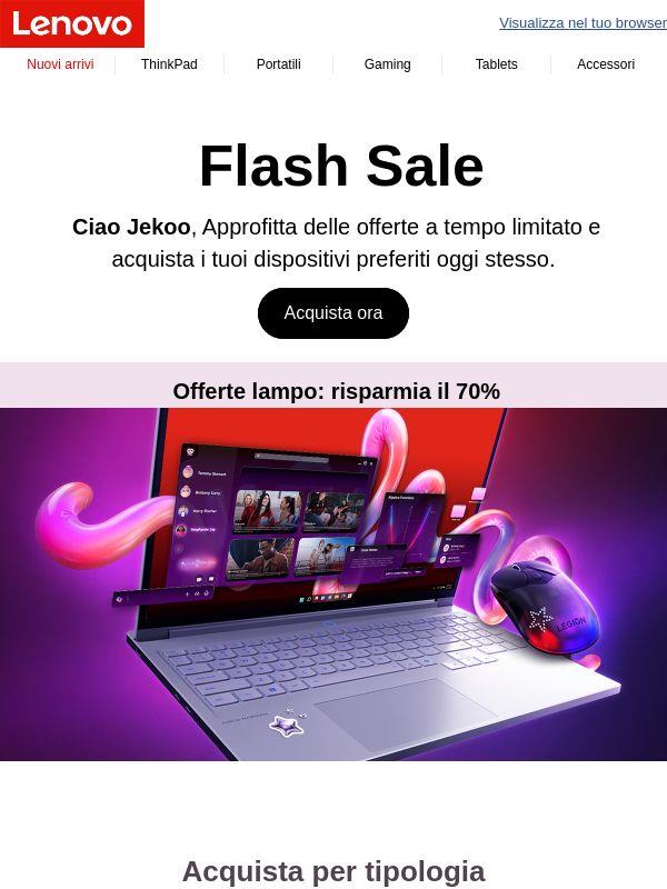 Le offerte lampo sono qui. Risparmia fino al 70% prima che scadano.