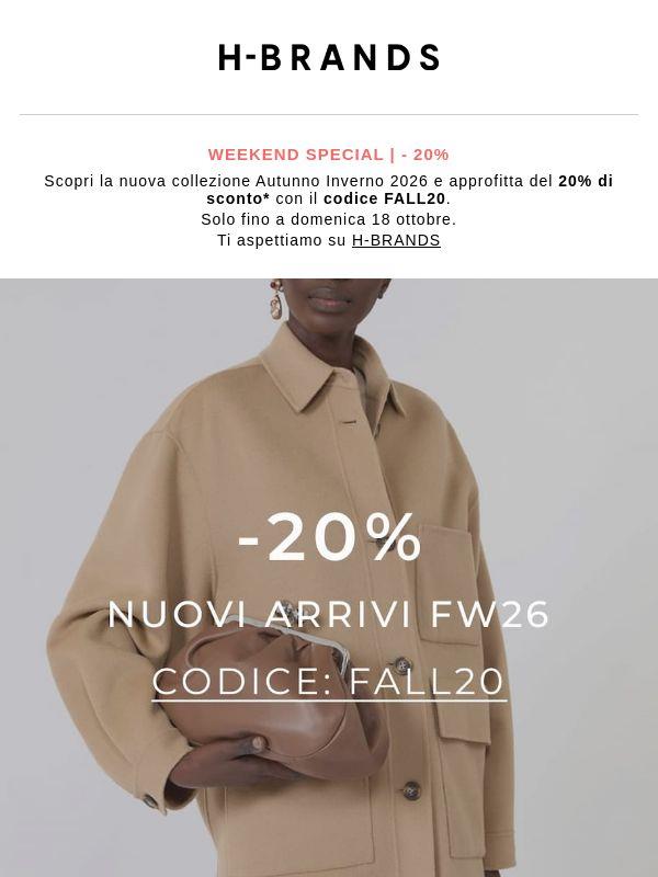 -20% sulla nuova collezione FW25 fino a domenica ⏰