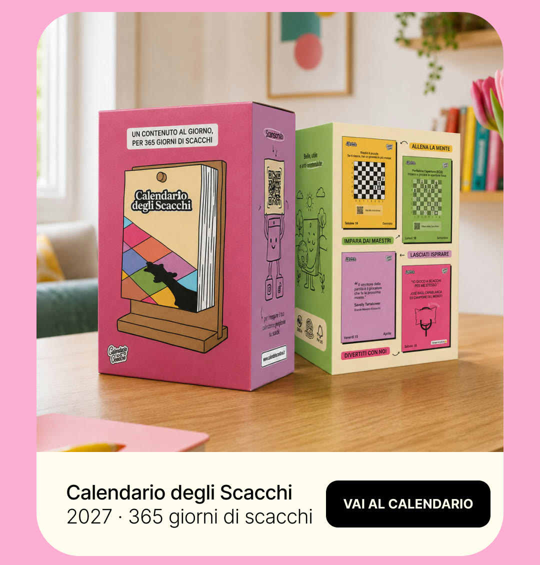Calendario degli Scacchi 2027 · 365 giorni di scacchi. Vai al calendario