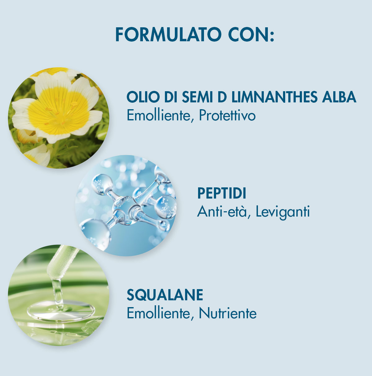 ingredienti crystal oil: olio di semi di limnanthes alba, peptidi, squalane