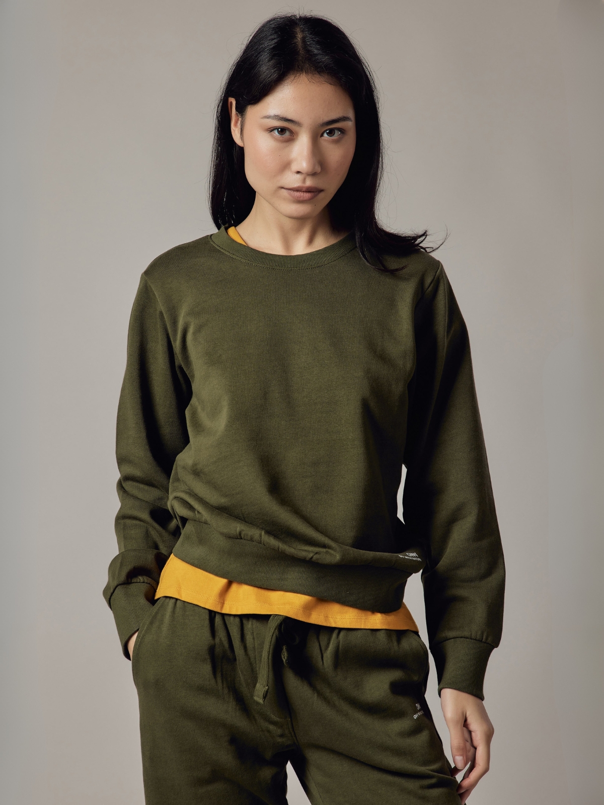Felpa Felpata Girocollo Verde Militare