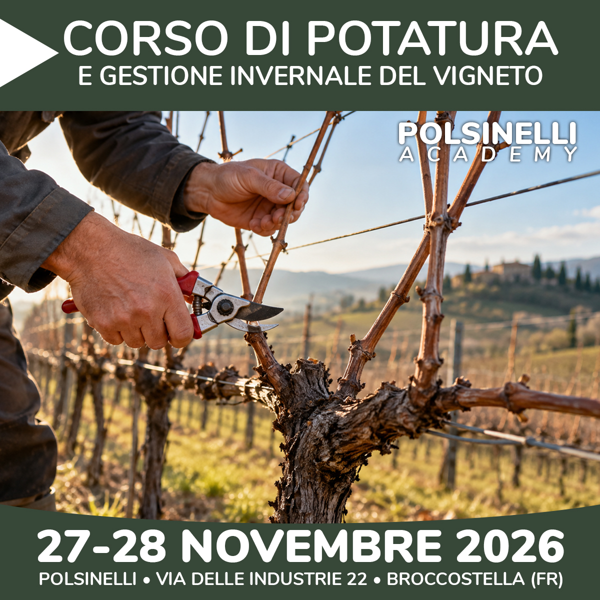 Corso di potatura e gestione invernale del vigneto 27-28 Novembre 2026