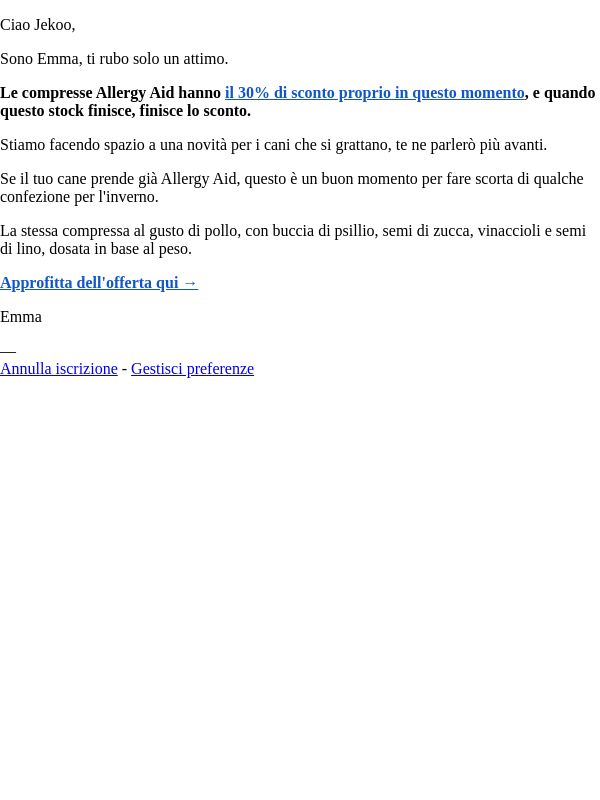 Allergy Aid sta per terminare