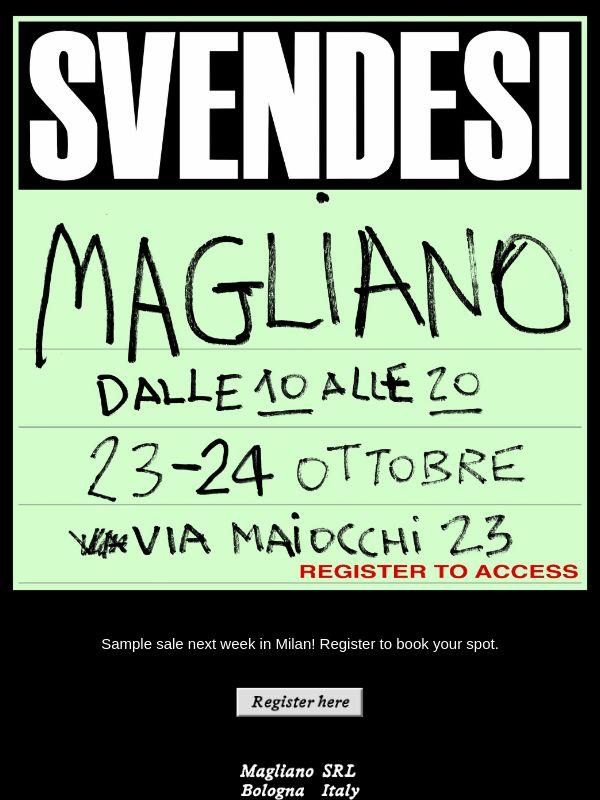 SVENDESI! MILAN SAMPLE SALE!