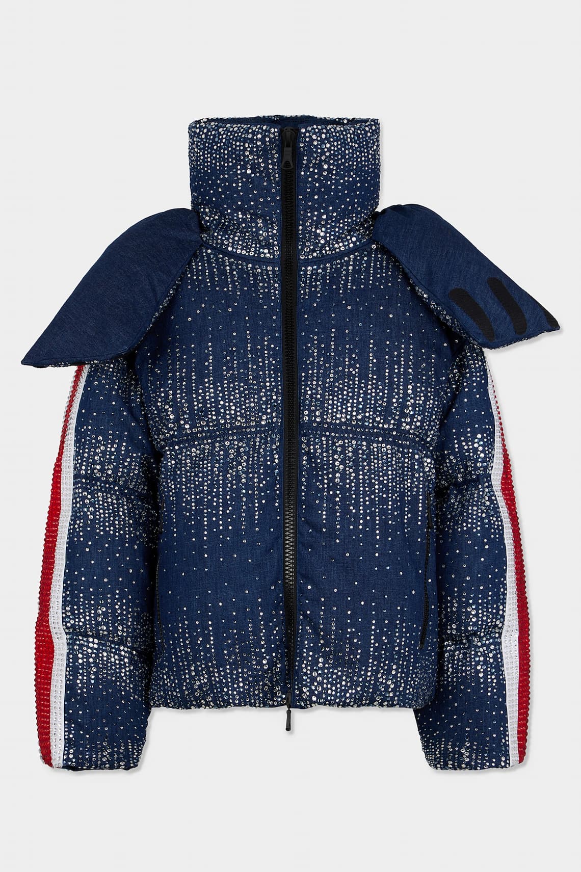 Snowball Embroidered Denim Down Jacket