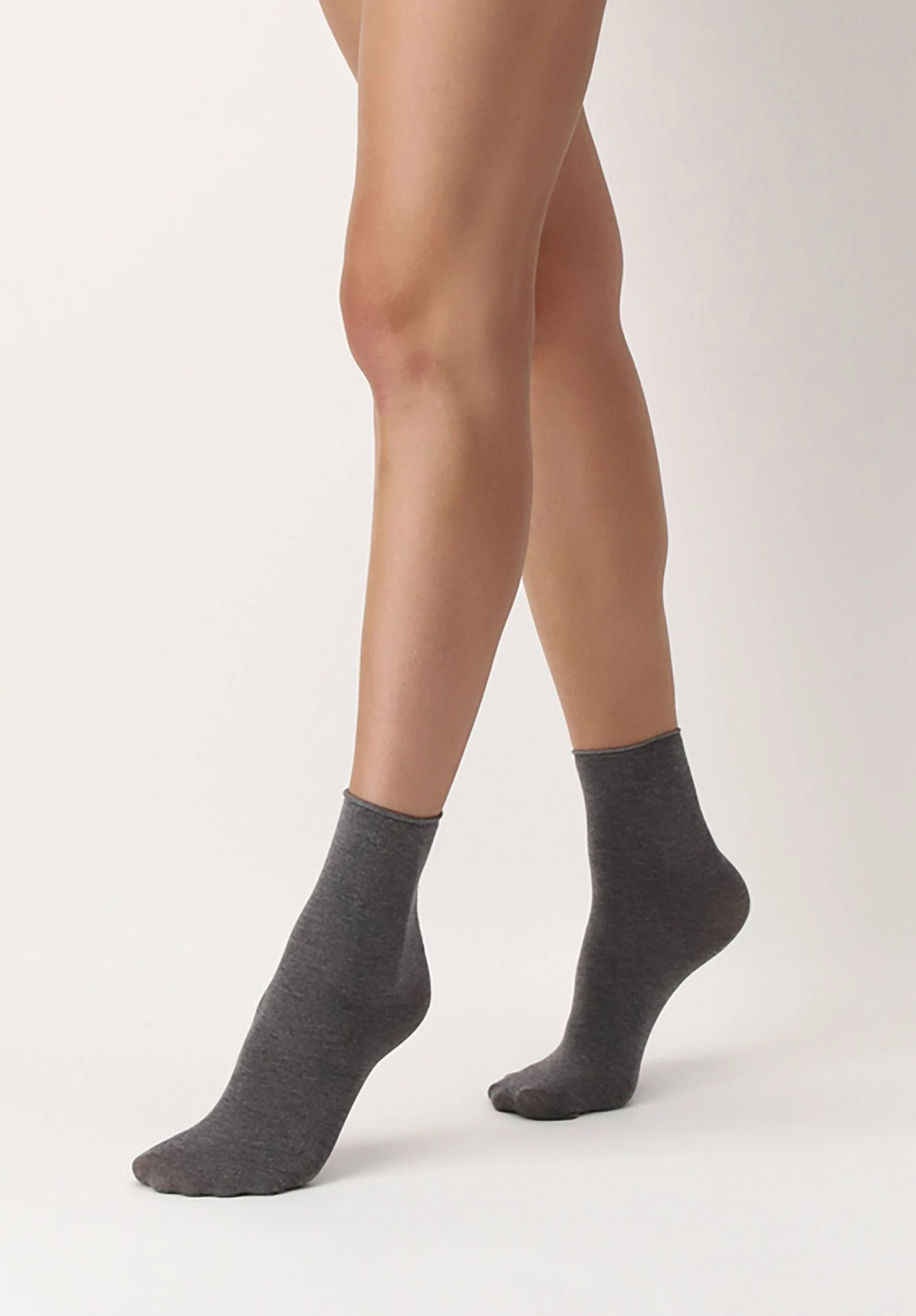 Image of Calzino Corto in Modal e Cashmere Cheryl - Grigio Melange