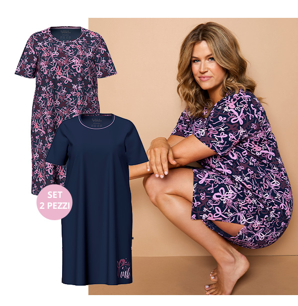 T-shirt oversize giocose in confezione da 2 con design a fiocchi