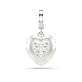 Charm Idyllia, Taglio misto, Rivestimento color perla, Cuore, Bianco, Placcato rodio