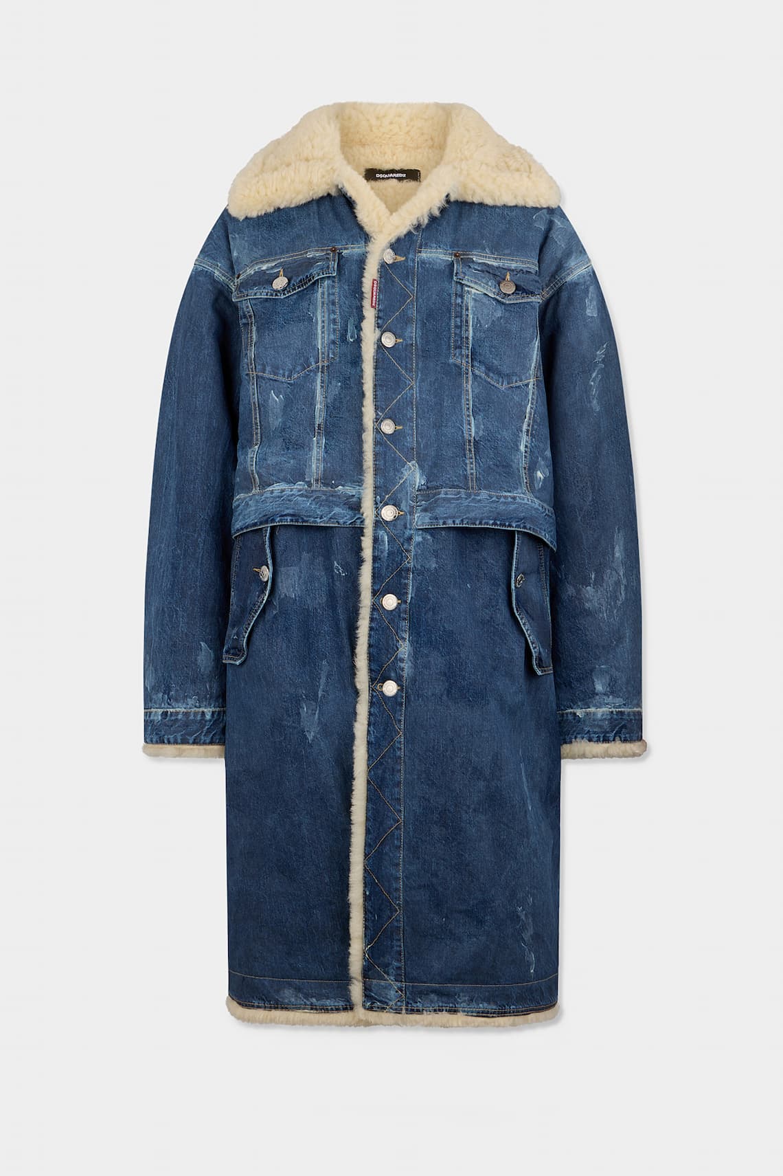 Dark Frosted Shearling Layered Parka