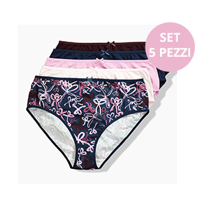 Confezione da 5 slip con motivo a fiocchi in vari colori