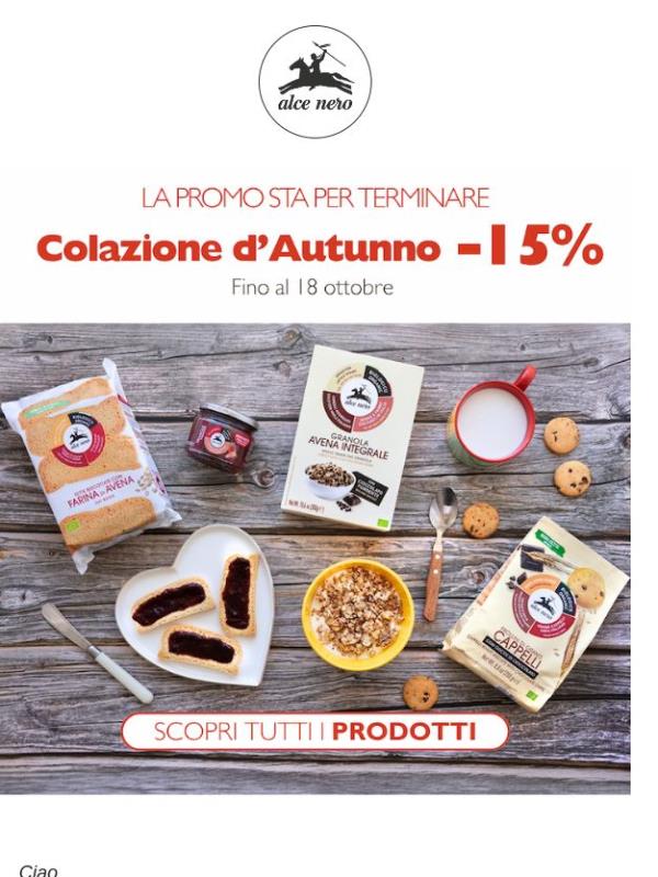 Ultime ore: -15% sui tuoi preferiti per la colazione