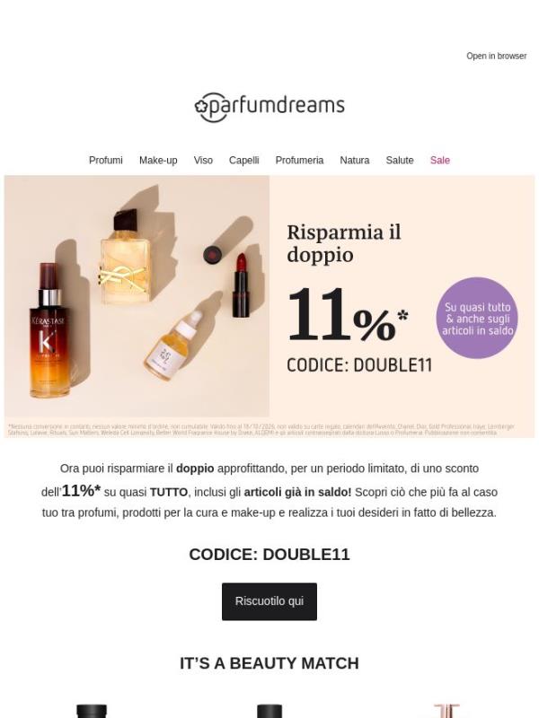 -11%* su TUTTO, inclusi gli articoli in SALDO 💄
