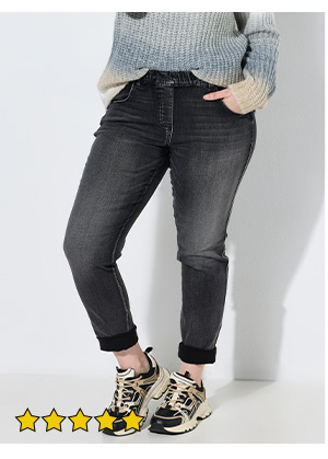 Jeggings alla moda con gamba stretta e vita comoda