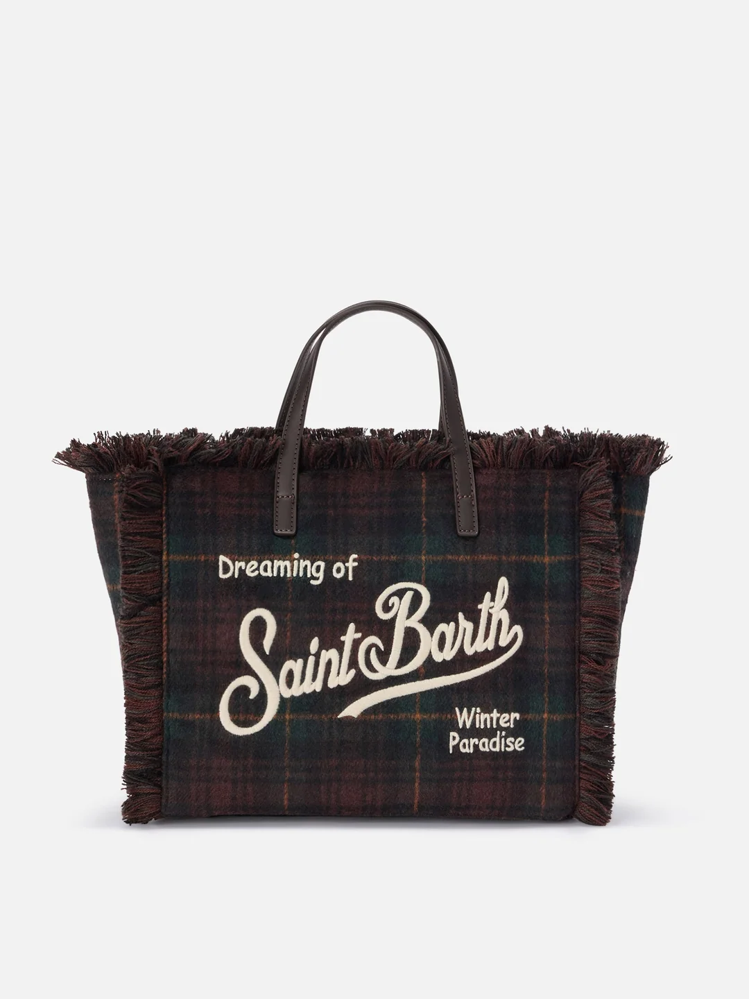 Borsa MC2 Saint Barth Colette in Misto Lana con Motivo Tartan / Verde