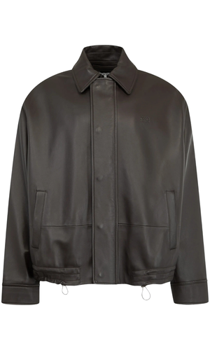 Leather drawstring jacket