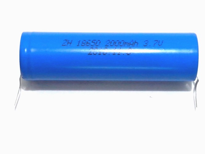 1 Batteria 18650 2000mAh 3,7V Ricaricabile Litio Paglietta Linguette Saldabile Pacco