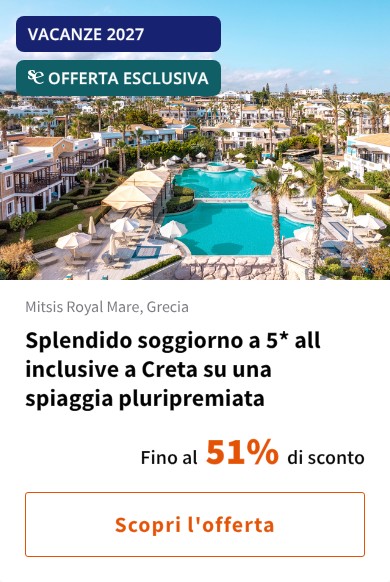 Splendido soggiorno a 5* all inclusive a Creta su una spiaggia pluripremiata
