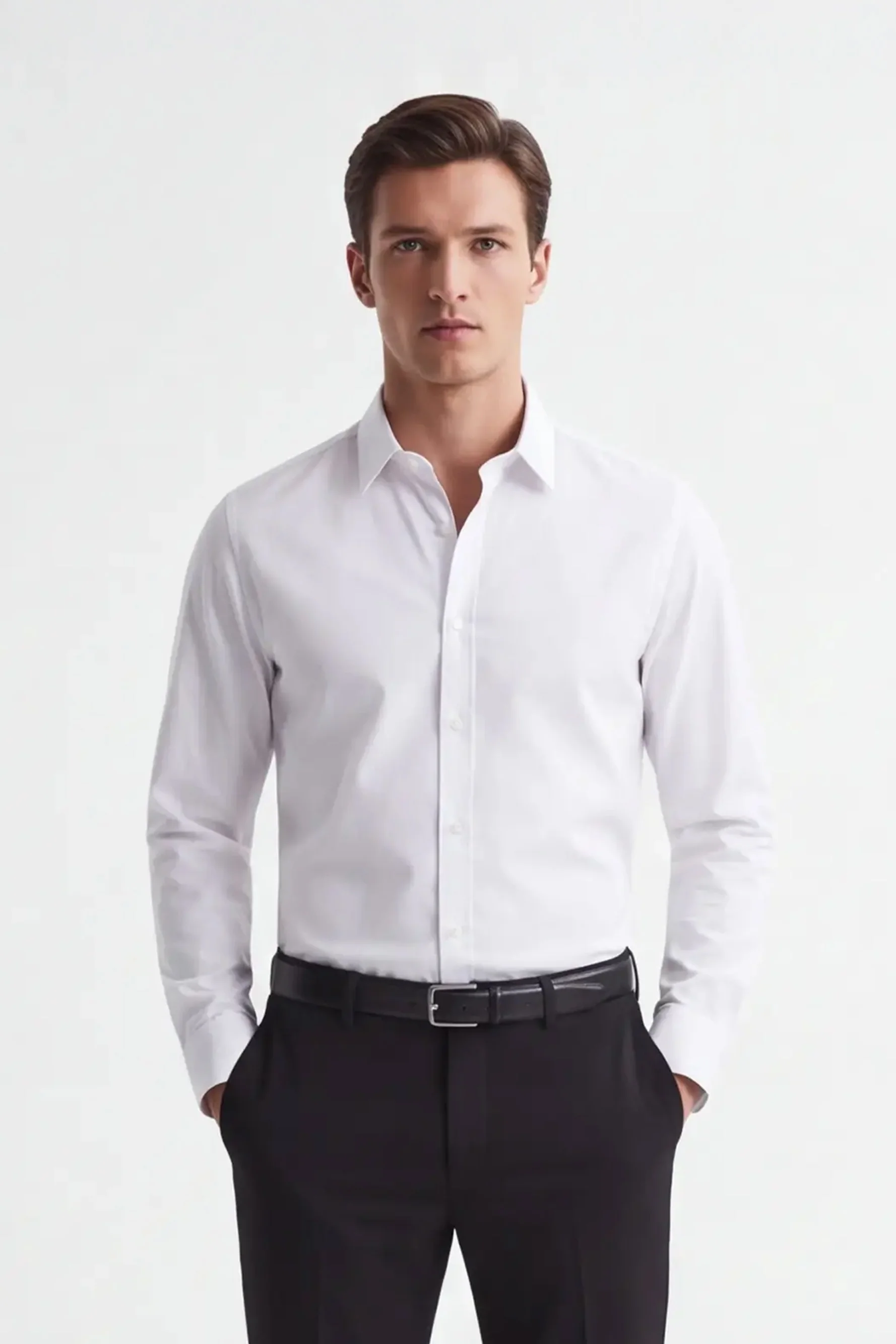 Image of CAMICIA BASIC STRETCH BIANCO