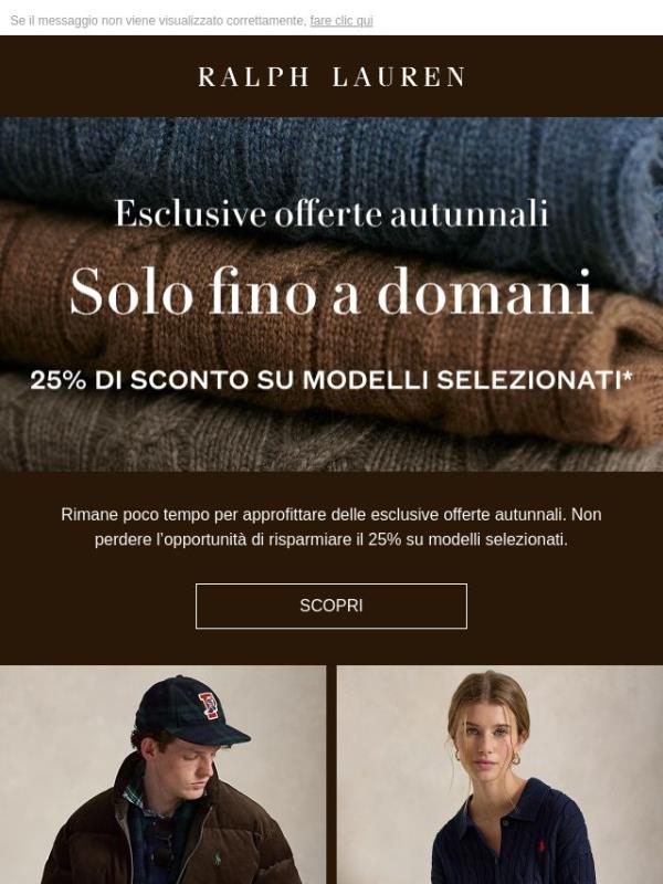 Non perdere l’occasione: lo sconto del 25% termina domani