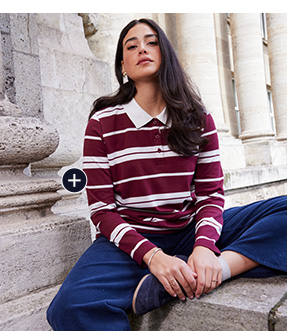 Polo con righe marittime e colletto classico