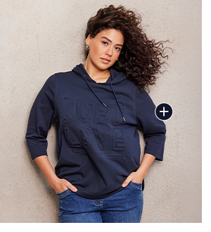 Hoodie alla moda con motivo 'Just Love' e maniche 3/4