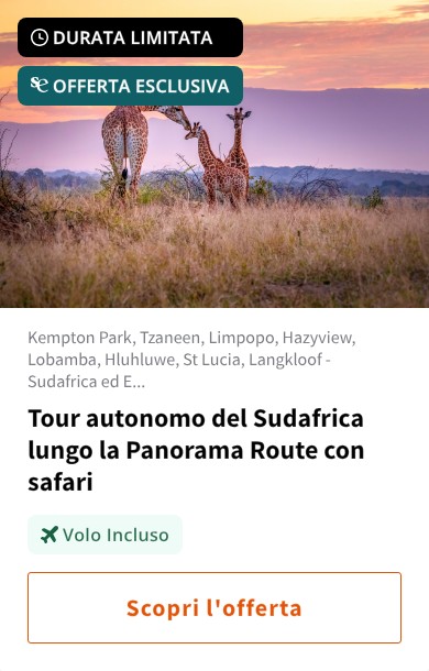 Tour autonomo del Sudafrica lungo la Panorama Route con safari