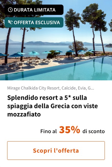 Splendido resort a 5* sulla spiaggia della Grecia con viste mozzafiato