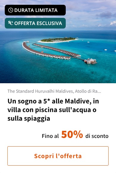 Un sogno a 5* alle Maldive, in villa con piscina sull'acqua o sulla spiaggia
