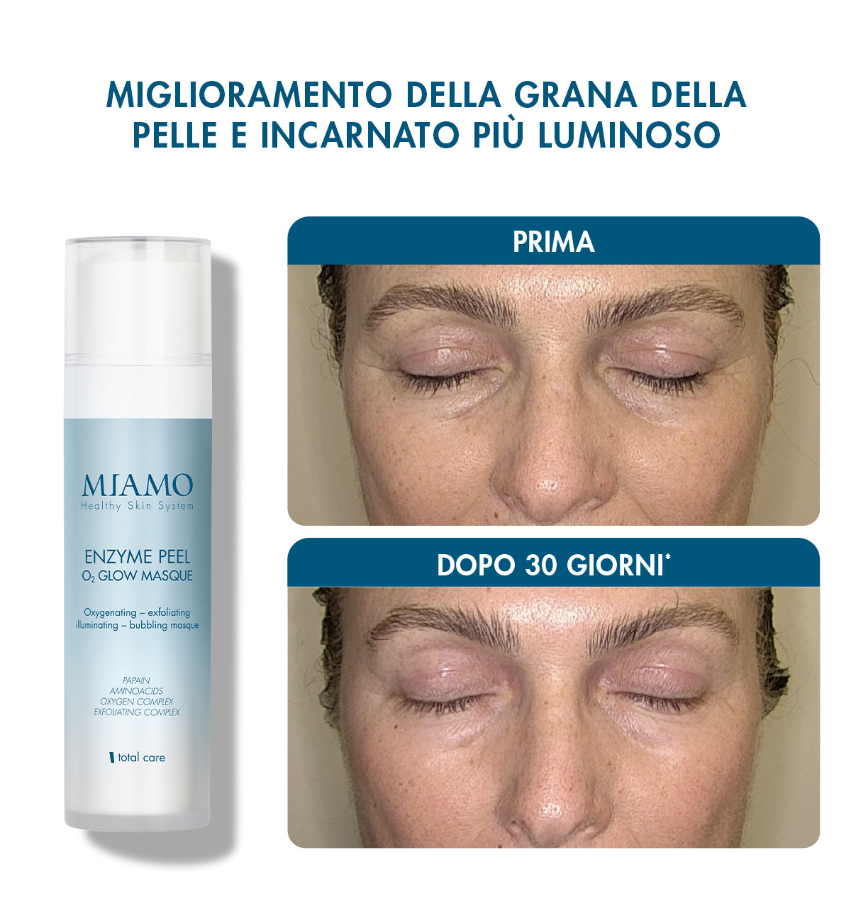 miglioramento della grana della pelle e incarnato più luminoso