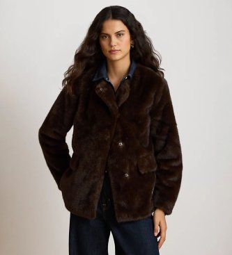Cappotto di pelliccia sintetica marrone