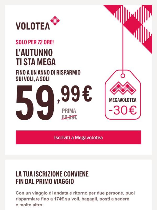 Solo per 72 ore! Iscriviti a Megavolotea a soli 59,99€