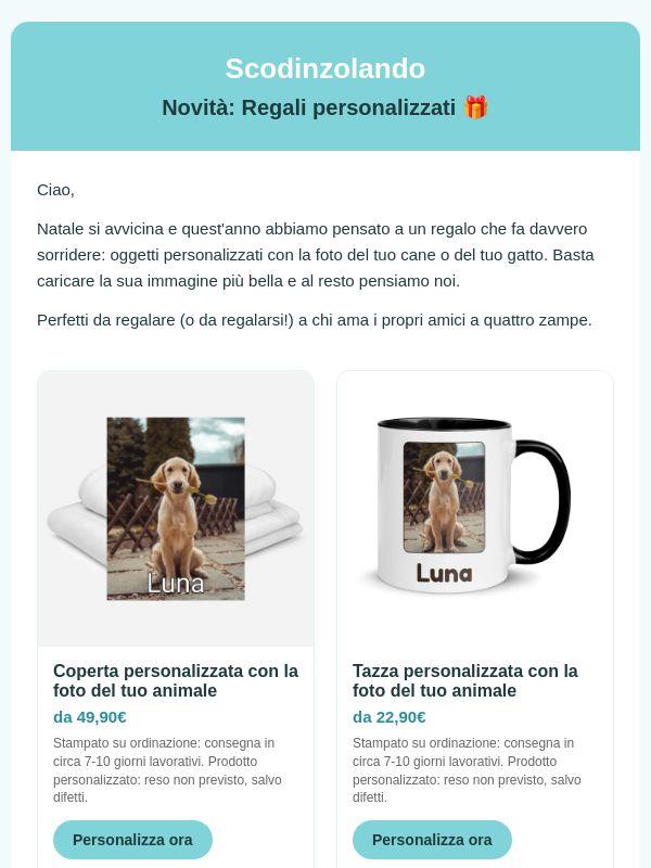 Novità: regali personalizzati con la foto del tuo animale 🎁