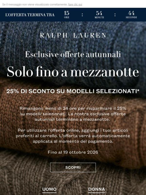 Ultima occasione | Lo sconto del 25% termina a mezzanotte
