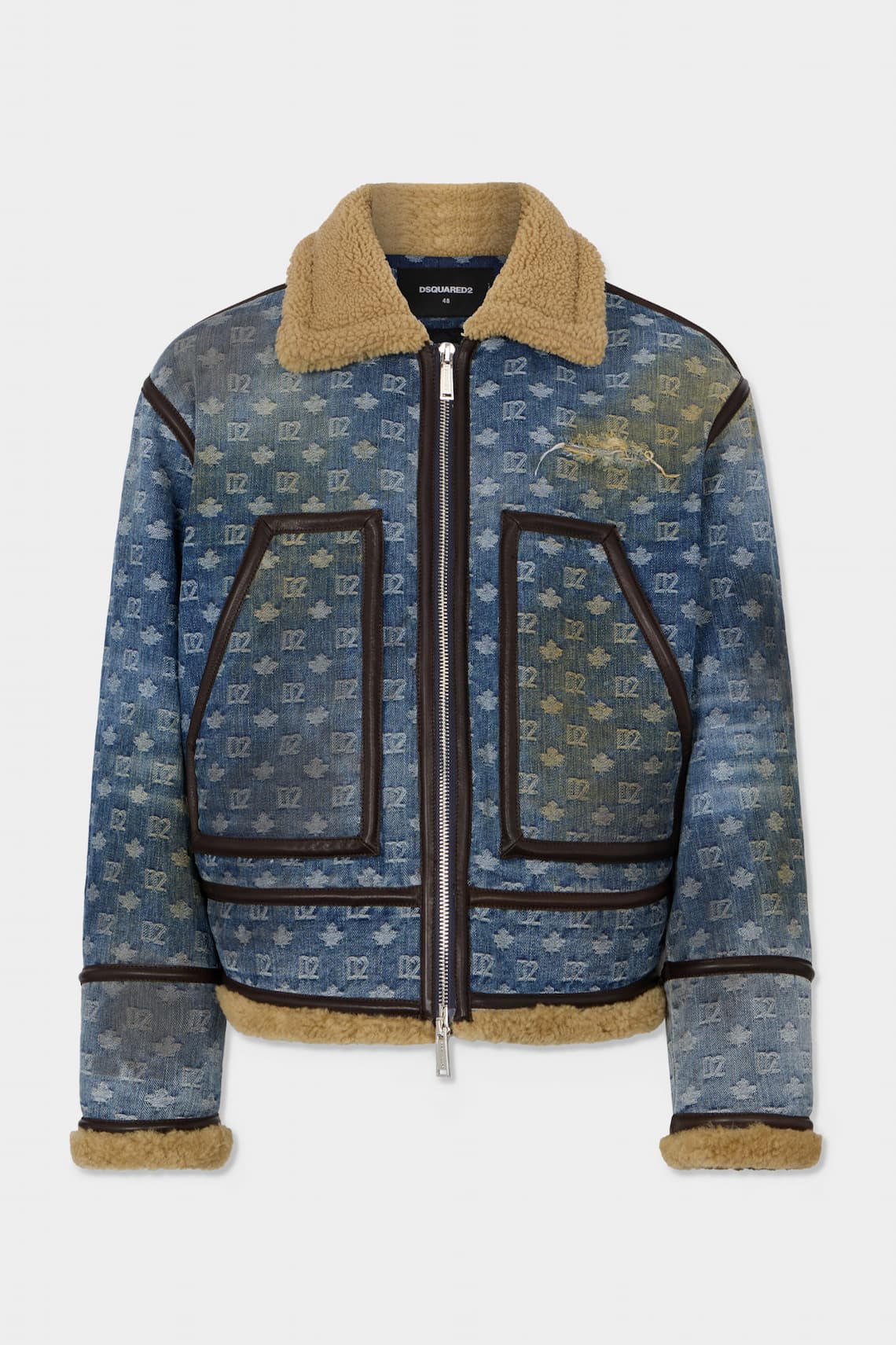 D2 Monogram Dirty Wash Shearling Kaban