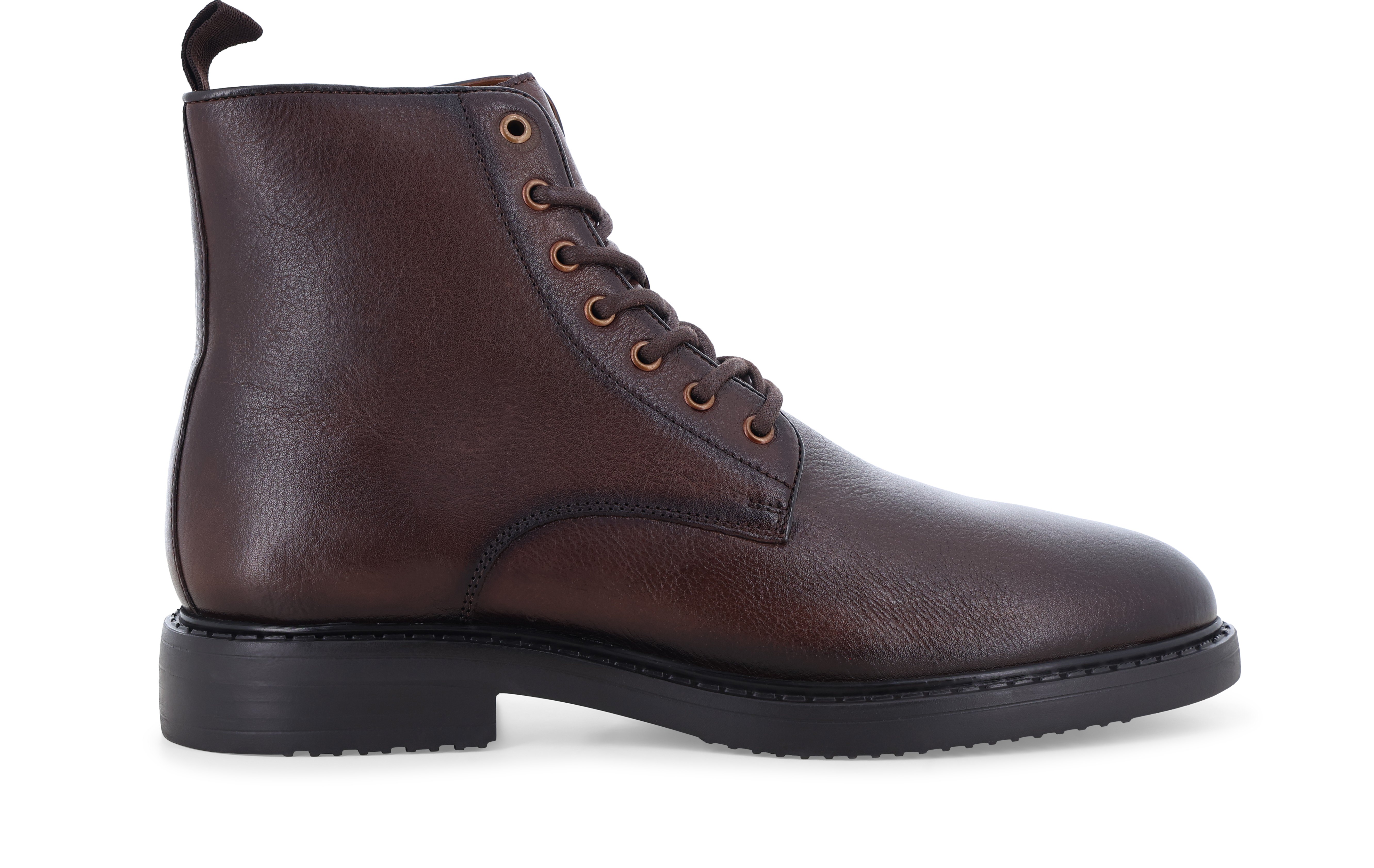 Stivaletto uomo anfibio stringato in pelle marrone u25011bk
