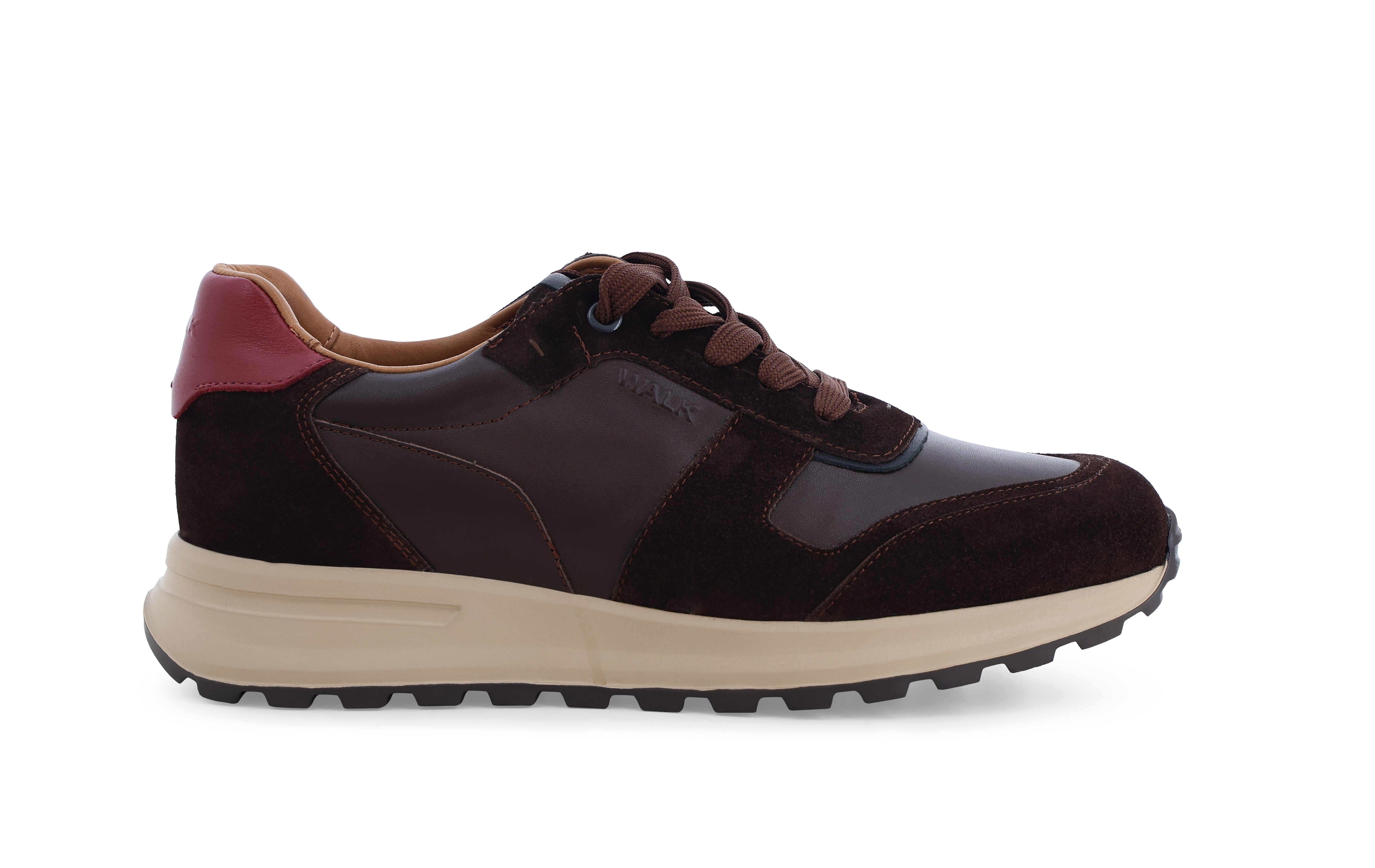 Sneakers allacciata uomo in pelle e camoscio multi marrone u56178