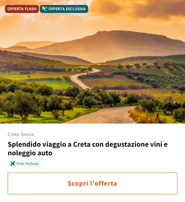 Splendido viaggio a Creta con degustazione vini e noleggio auto