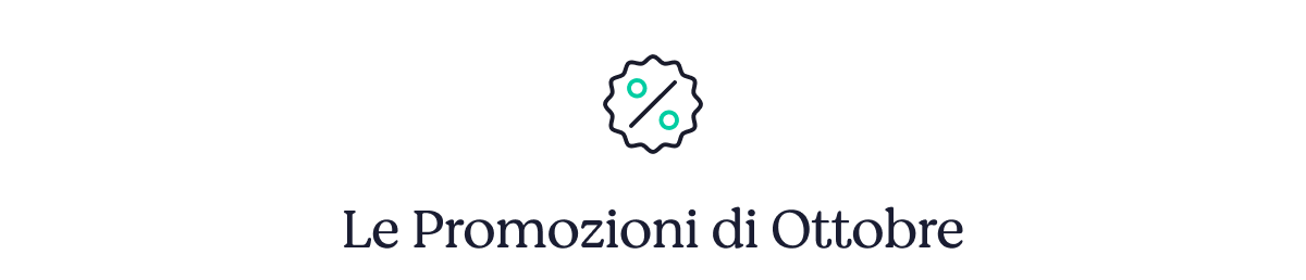 Percent discount badge above heading 'Le Promozioni di Ottobre' (October promotions)