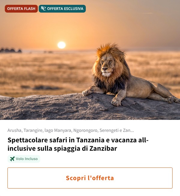 Spettacolare safari in Tanzania e vacanza all-inclusive sulla spiaggia di Zanzibar