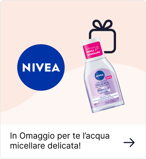 NIVEA Delicate Micellar Water bottle beside NIVEA logo and gift icon — promotional free offer